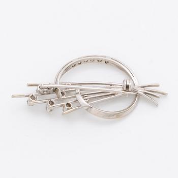 BROOCH 18K whitegold brilliant and single-cut diamonds approx 0,20 ct in total.