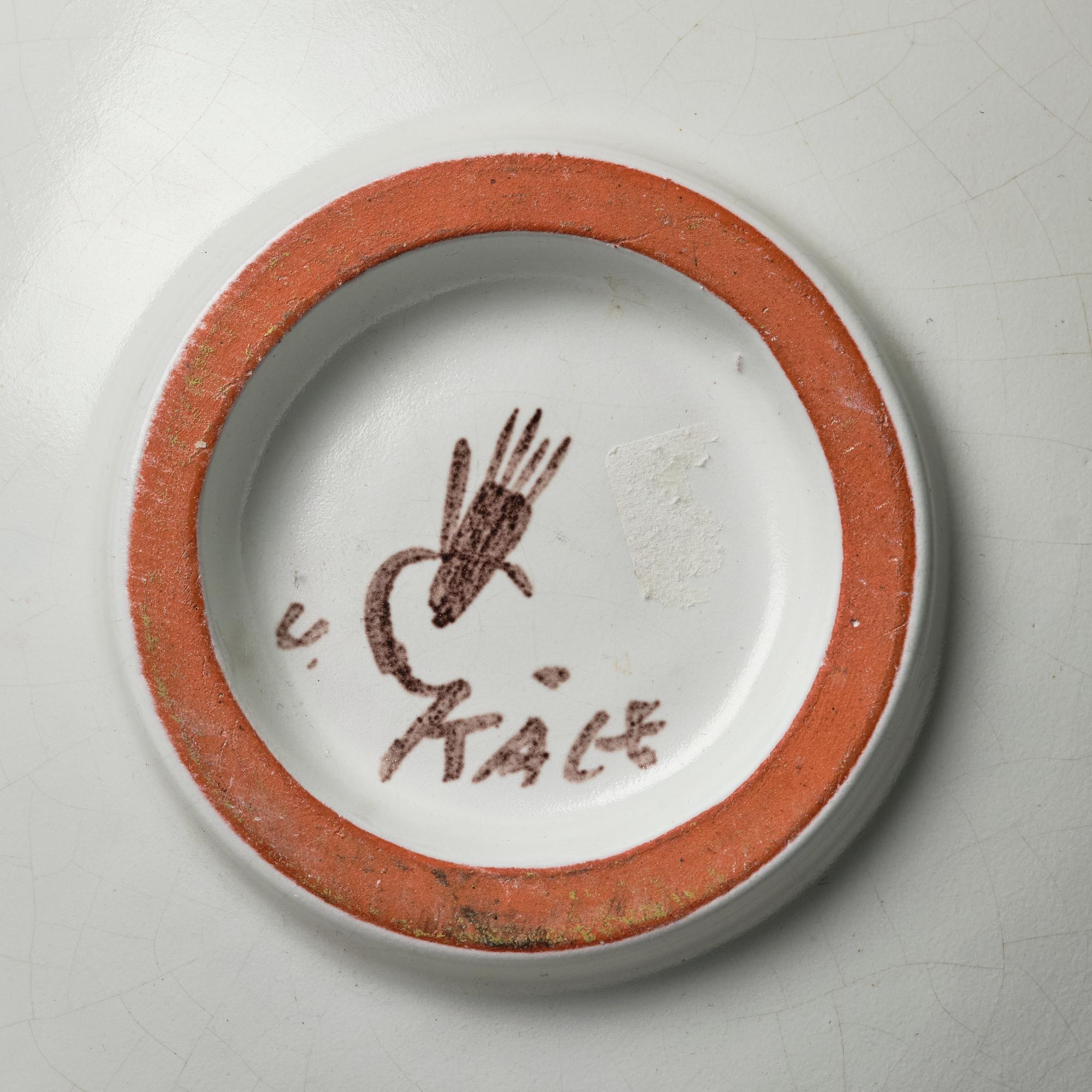 Wilhelm Kåge, two faience dishes, Gustavsbergs studio, Sweden, 1940's.