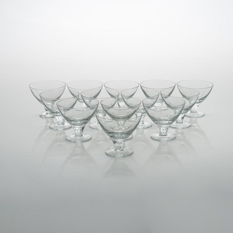 Gunnel Nyman, A set of 13 'GN 46' drinking glasses for Nuutajärvi.Notsjö. In production 1949-1969.