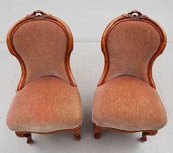 FÅTÖLJER, 1 par, 1800-talets andra hälft.