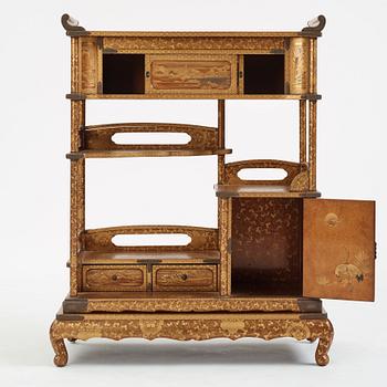 A Japanese lacquered display cabinet, Shodona, 19th Century.