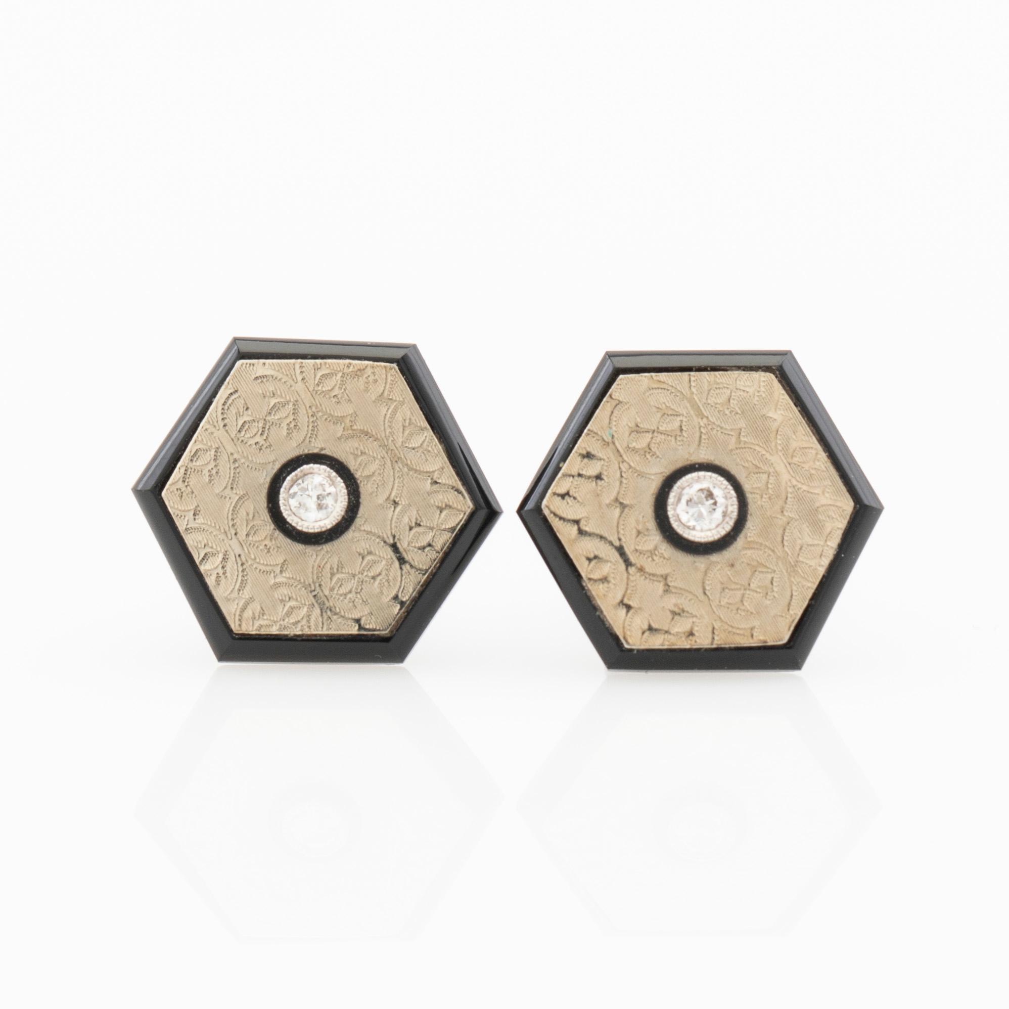 Earrings, a pair, silver and enamel with brilliant-cut diamonds.