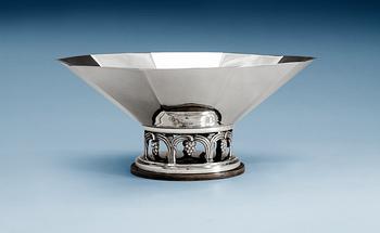 612. A C.G. Hallberg bowl, Stockholm 1935, mounted on a wooden base.