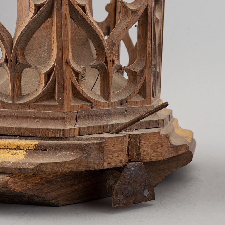 A pair of wooden neo-gothic wall shelves, mid 19th century.