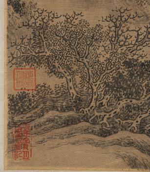 A Chinese scroll painting, attributed to Liu Du (17th century).