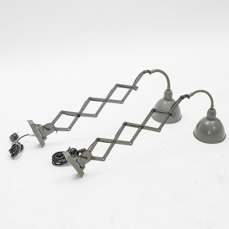 A pair of industrial wall lamps, Elektroinstala Jílové, Czechoslovakia, mid 20th Century.