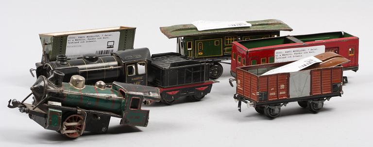 PARTI MODELLTÅG, 7 delar, bl a Märklin, Fandor och Buco, Tyskland och Schweiz.