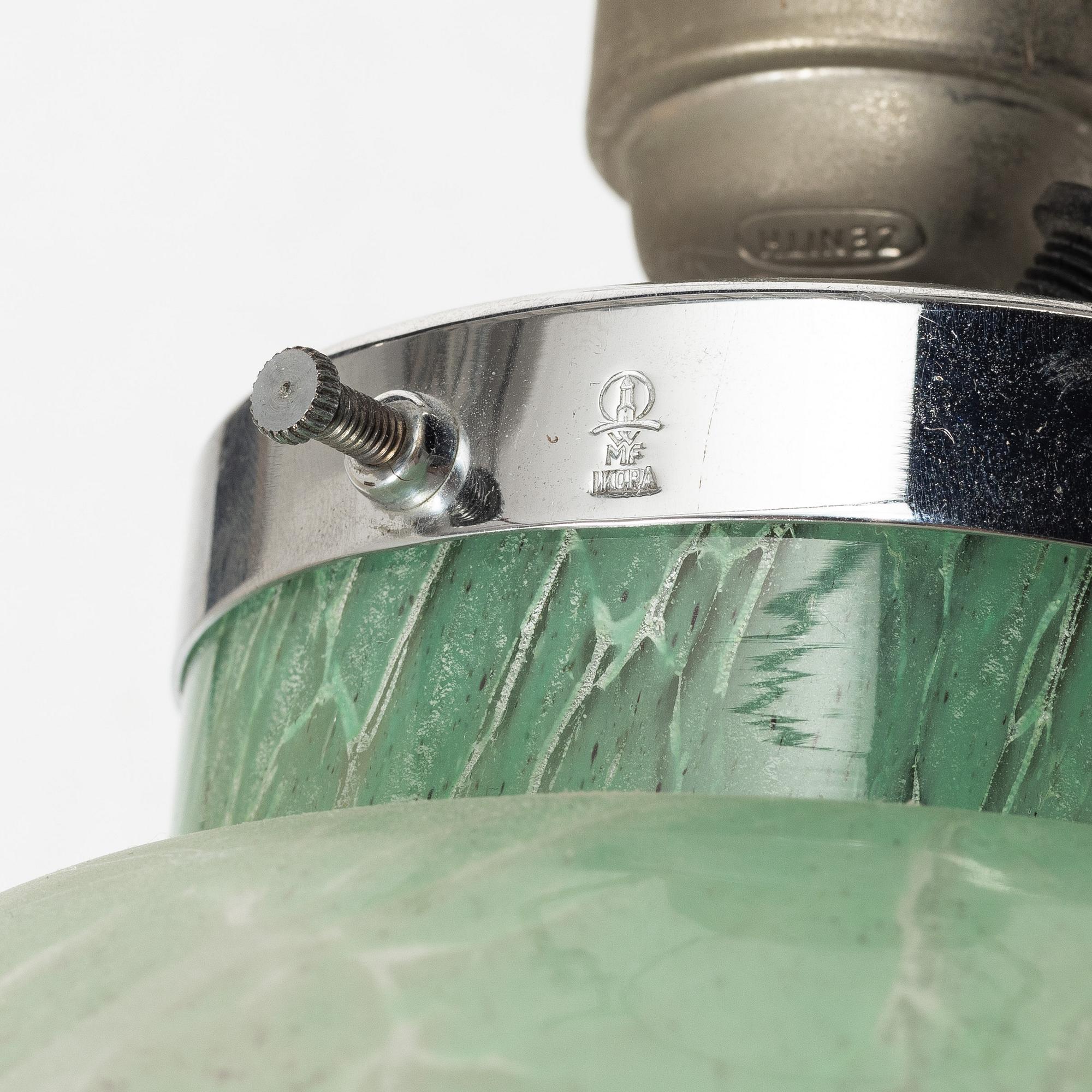 Karl Wiedmann, an "Ikora" table lamp, WMF/Württembergische Metallwarenfabrik, Art Deco 1930s/1940's, Germany.