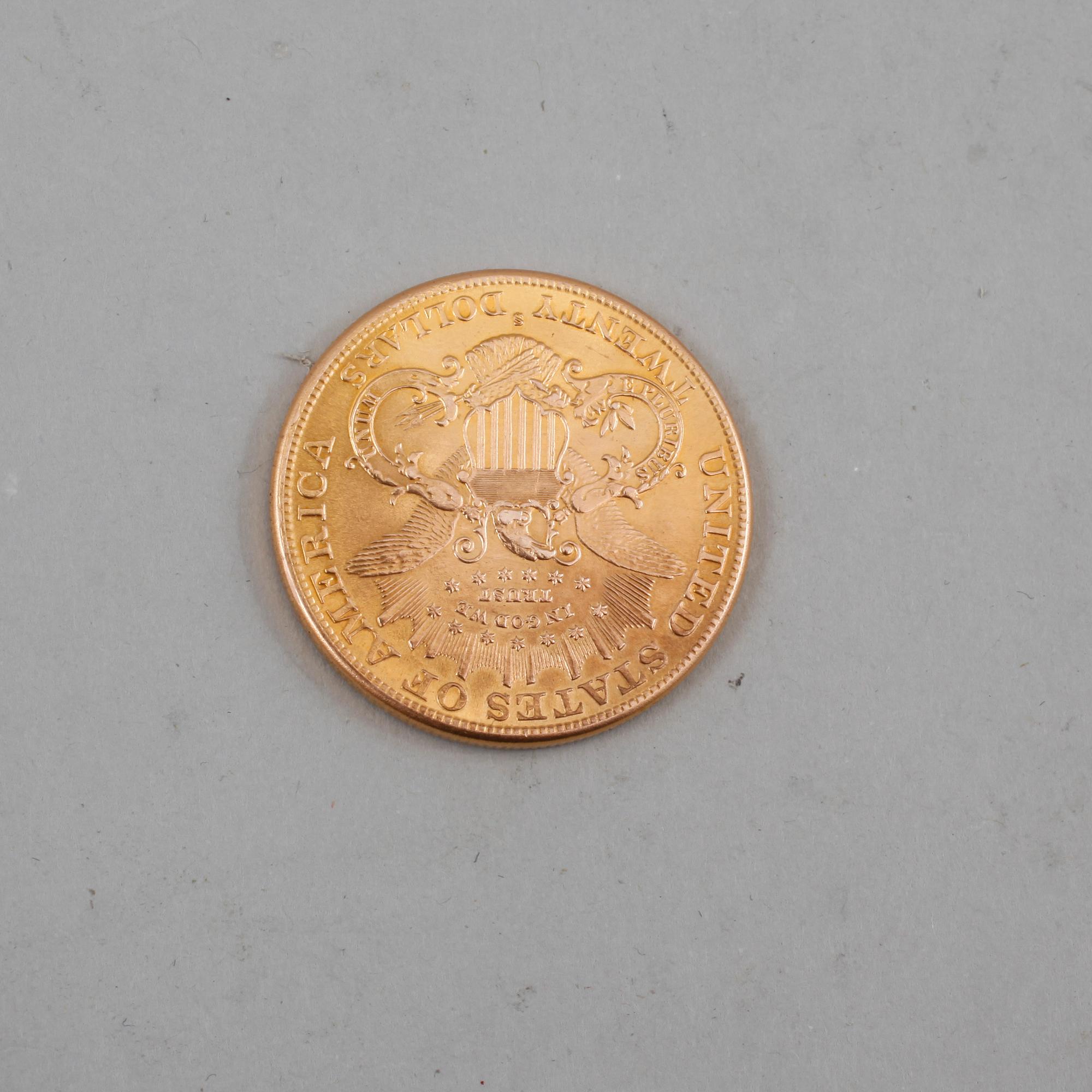 GULDMYNT, 20 dollars, Liberty double eagle, USA, 1894, vikt 32,4g.