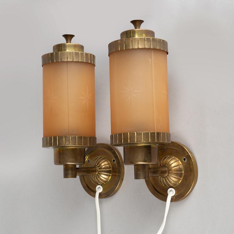 Wall lamps a pair, Swedish Modern, 1930s.