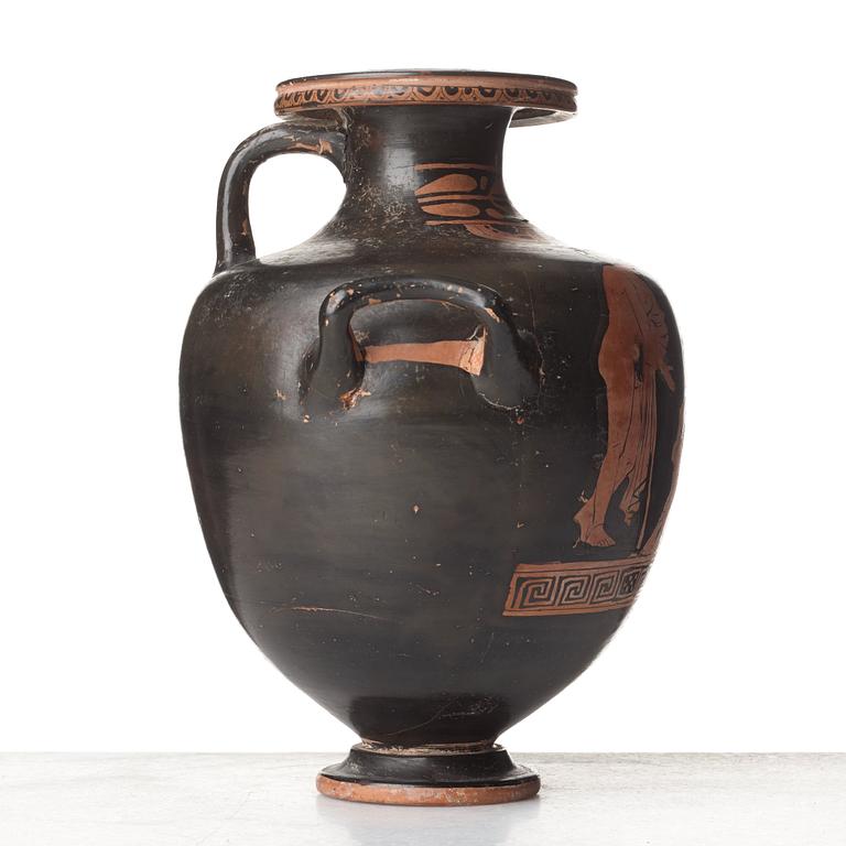 HYDRIA, lergods. Grekisk, Rödfigurig, troligen omkring 300-tal f. Kr.