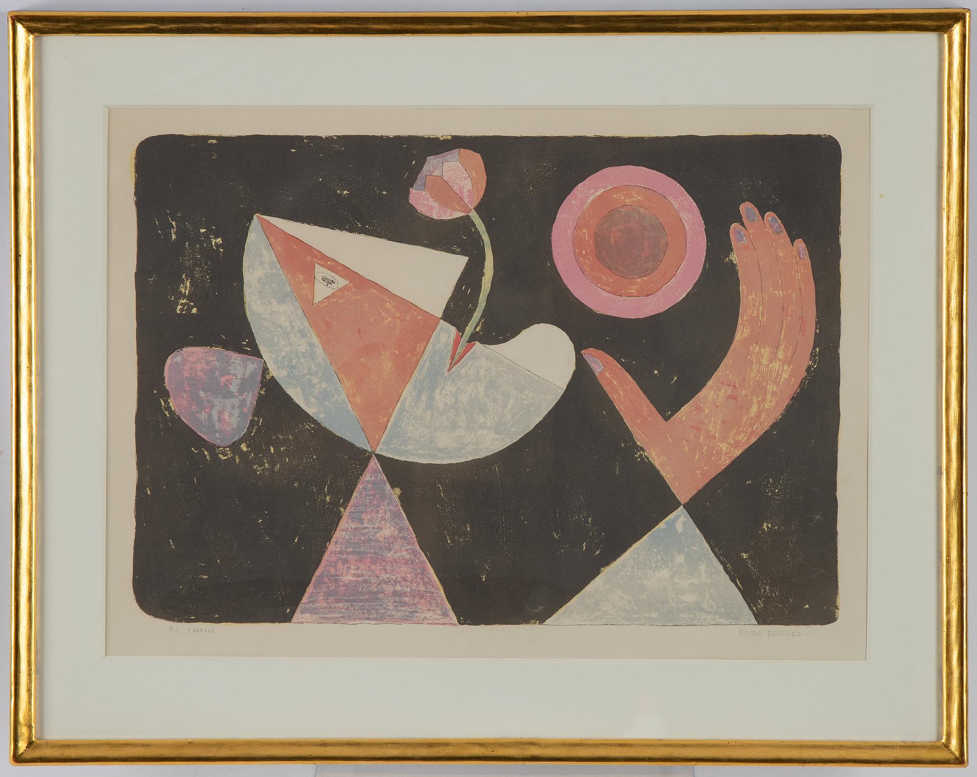 Victor Brauner, färglitografi, 1955, signerad HC.