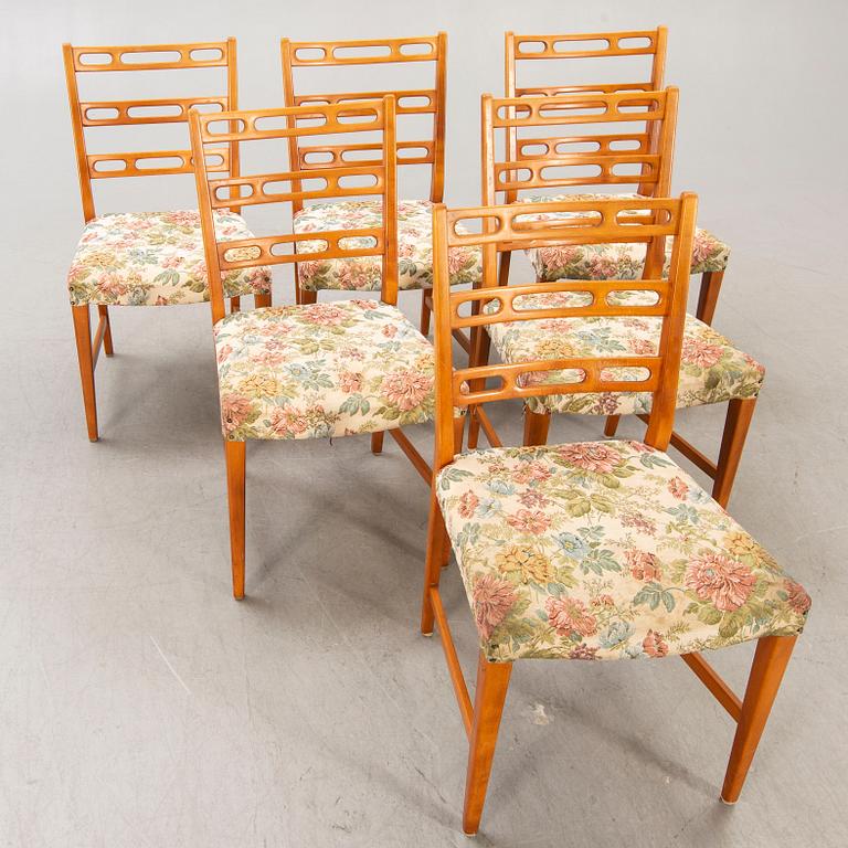 A set of six David Rosén birch chairs from the Futura series for Nordiska Kompaniet, designed in 1949.