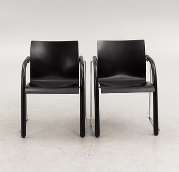 A pair of chairs and a side table, model "S320", Wulf Schneider & Ulrich Böhme, Thonet, 1980s.