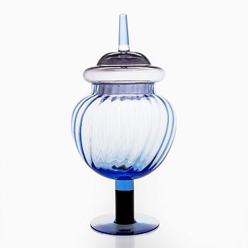 Kerttu Nurminen, a 'Grandmother's candy bowl' art glass object, Lampi Pro Arte 1993, signed K. Nurminen, Nuutajärvi.