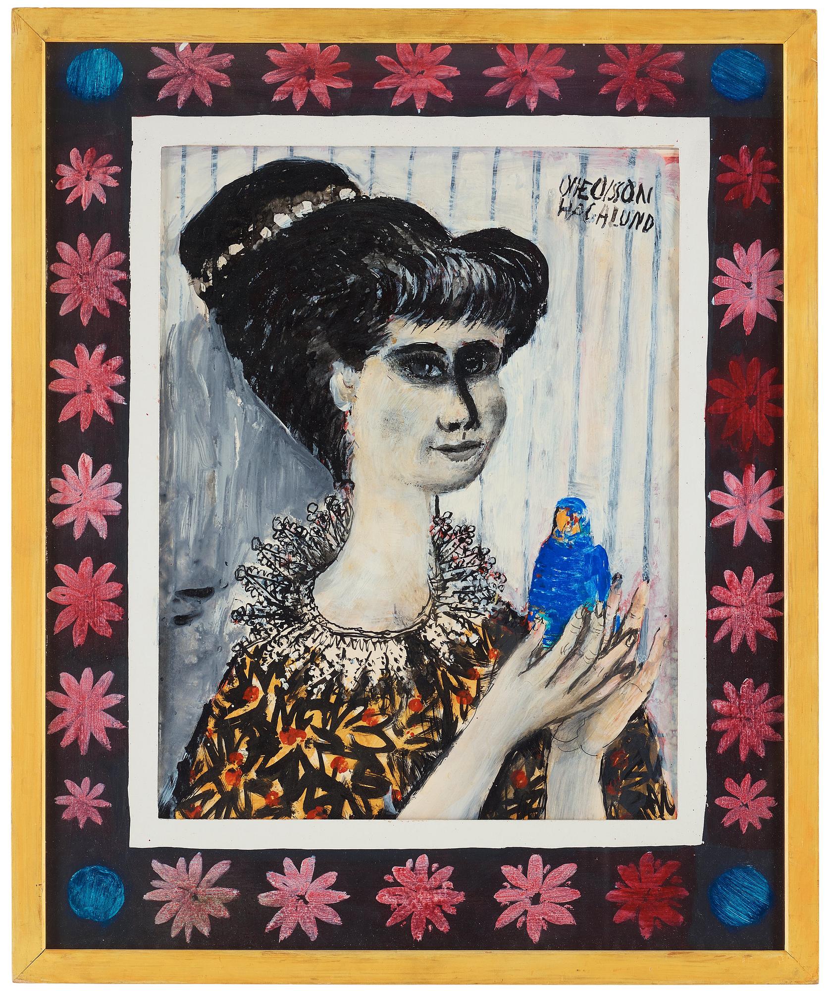 Olle Olsson-Hagalund, A girl with a blue budgerigar.