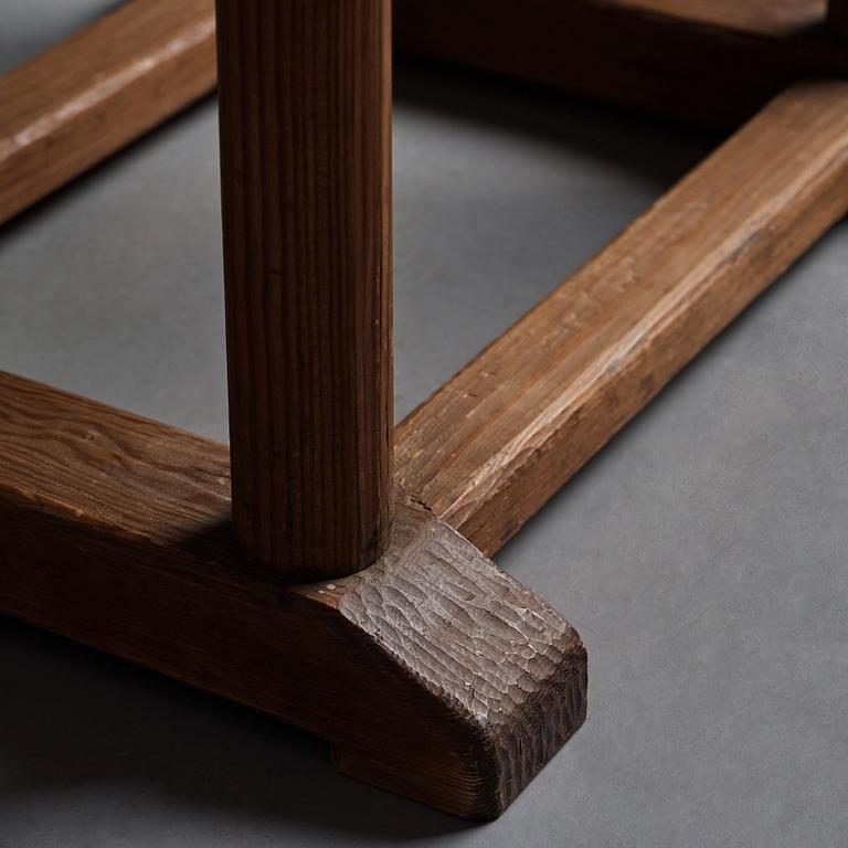 Axel Einar Hjorth, a red limestone top and stained pine side table, Nordiska Kompaniet, Sweden 1929.