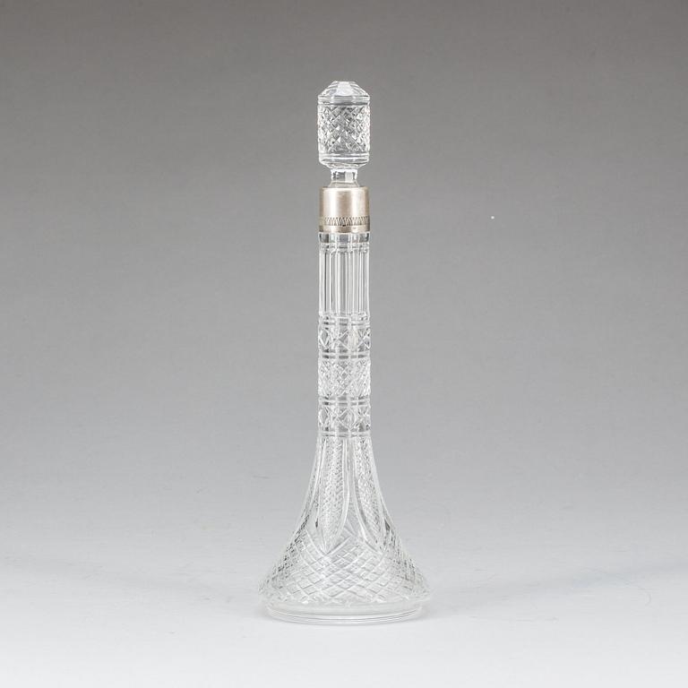 KARAFF MED PROPP, glas, silverskoning. Sovjetunionen, 1900-tal.