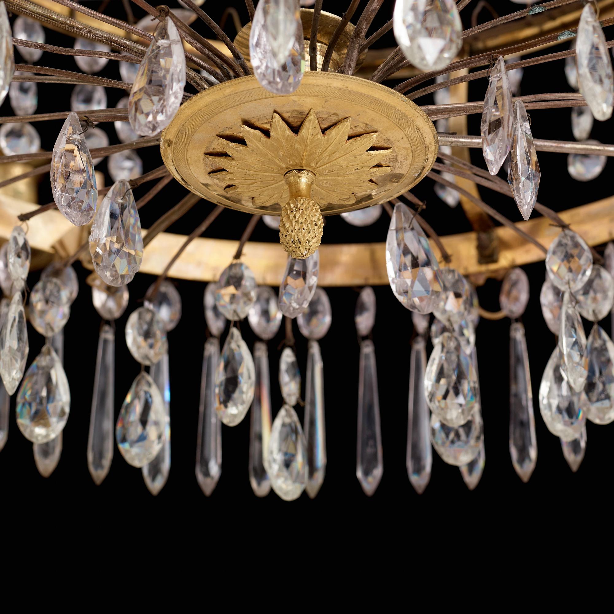 A late Gustavian circa 1800 five-light chandelier.