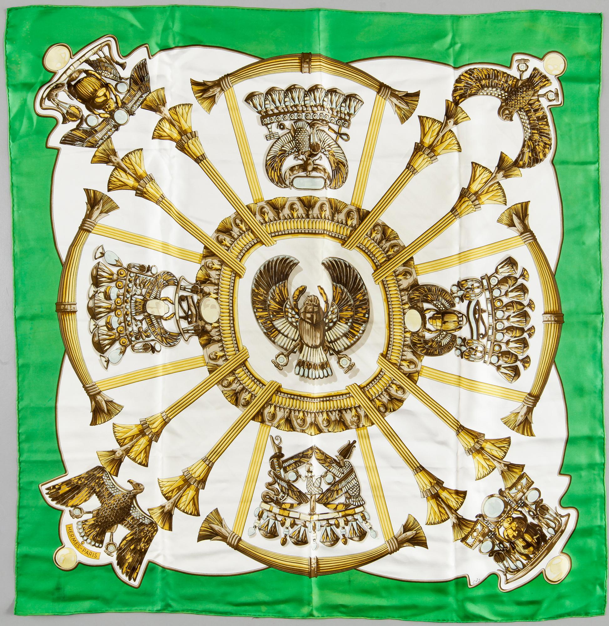 SCARF, siden, "Egypte", Cathy Latham, Hermès, Paris. Formgiven 1970.