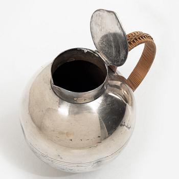 Sylvia Stave, a silver-plate tea pot and silver-plate jug, C.G.Hallberg, Sweden, first half of the 20th century.