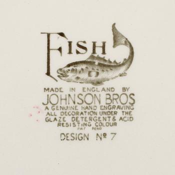 SERVISDELAR, 15 delar, flintgods, "Fish", Johnson Bros, England, 1900-talets andra hälft.