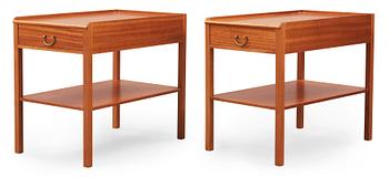 710. A pair of Josef Frank mahogany bedside tables, Svenskt Tenn, model 914.