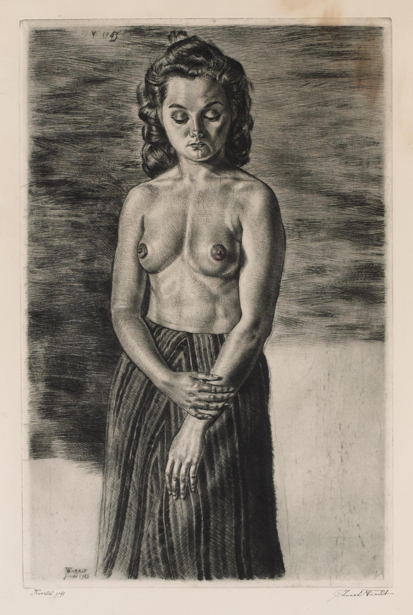 Eduard Wiiralt, "Poolakt" (Demi-nude).