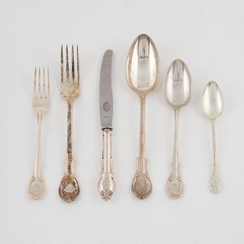 A 41-piece silver cutlery, predominantly by Gustaf Möllenborg and K. Anderson, Stockholm including, 1912.