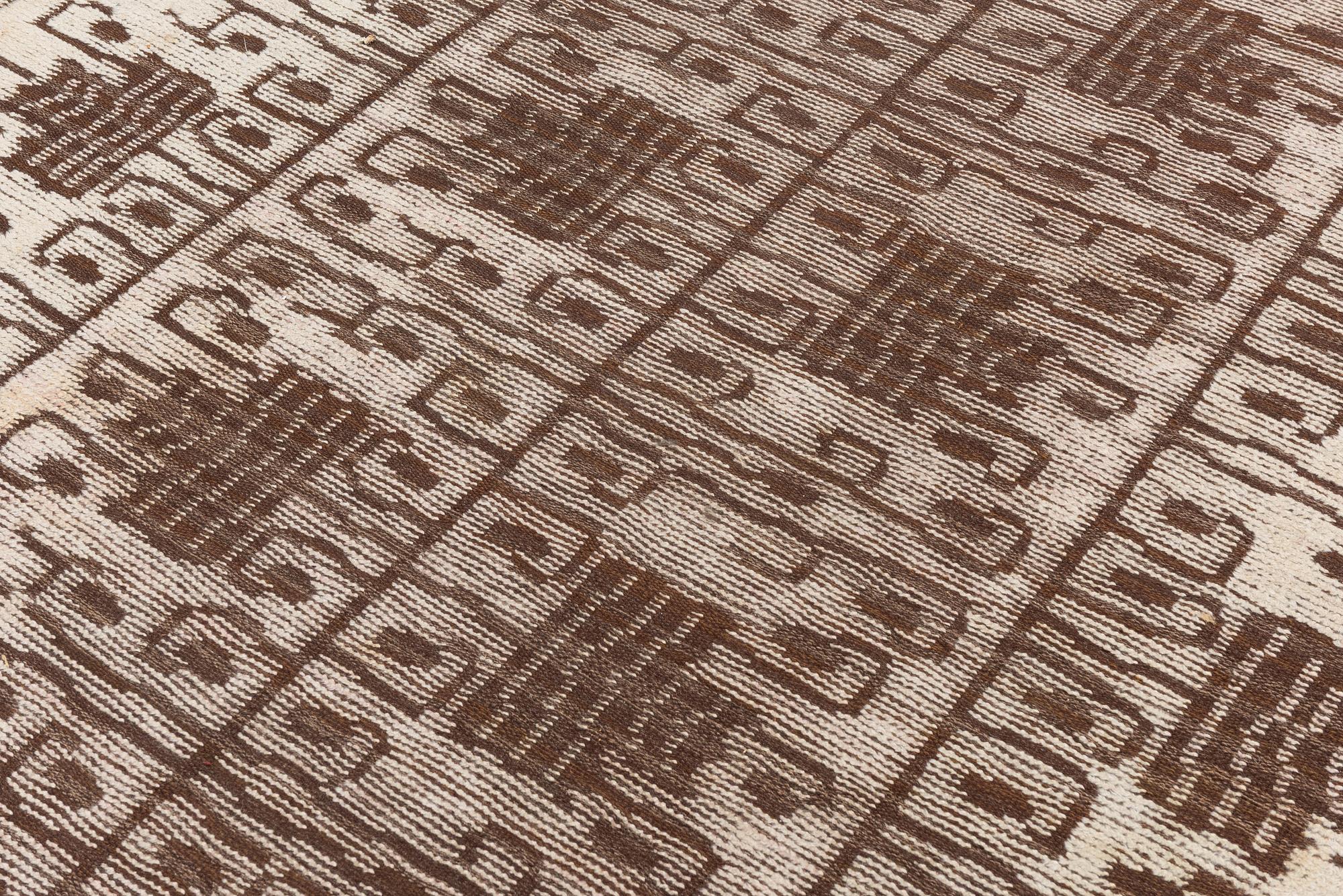 Märta Måås-Fjetterström, A 'Skvattram' carpet, knotted pile in relief, ca 365 x 228 cm, signed AB MMF.