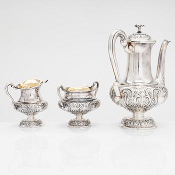 A three-piece silver coffee set, Kultakeskus, Hämeenlinna 1982-83.