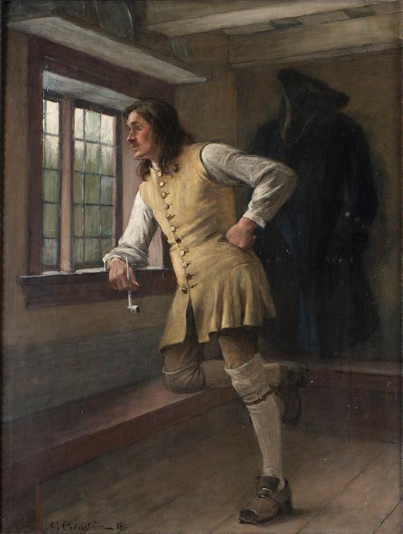 Gustaf Cederström, Väntande karolin.