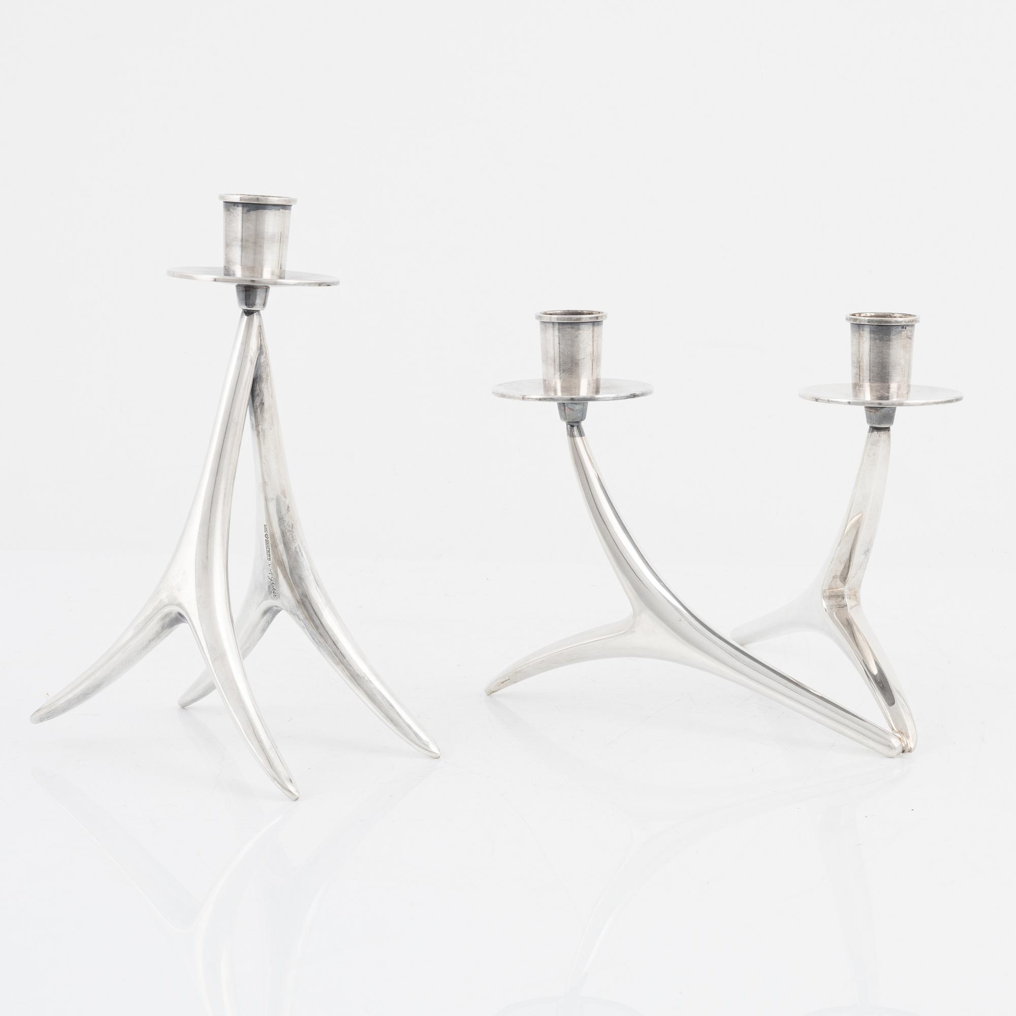 Anna-Greta Eker, a silver candlestick and candelabra, Auran Kultaseppä, Turku, Finland  1972.