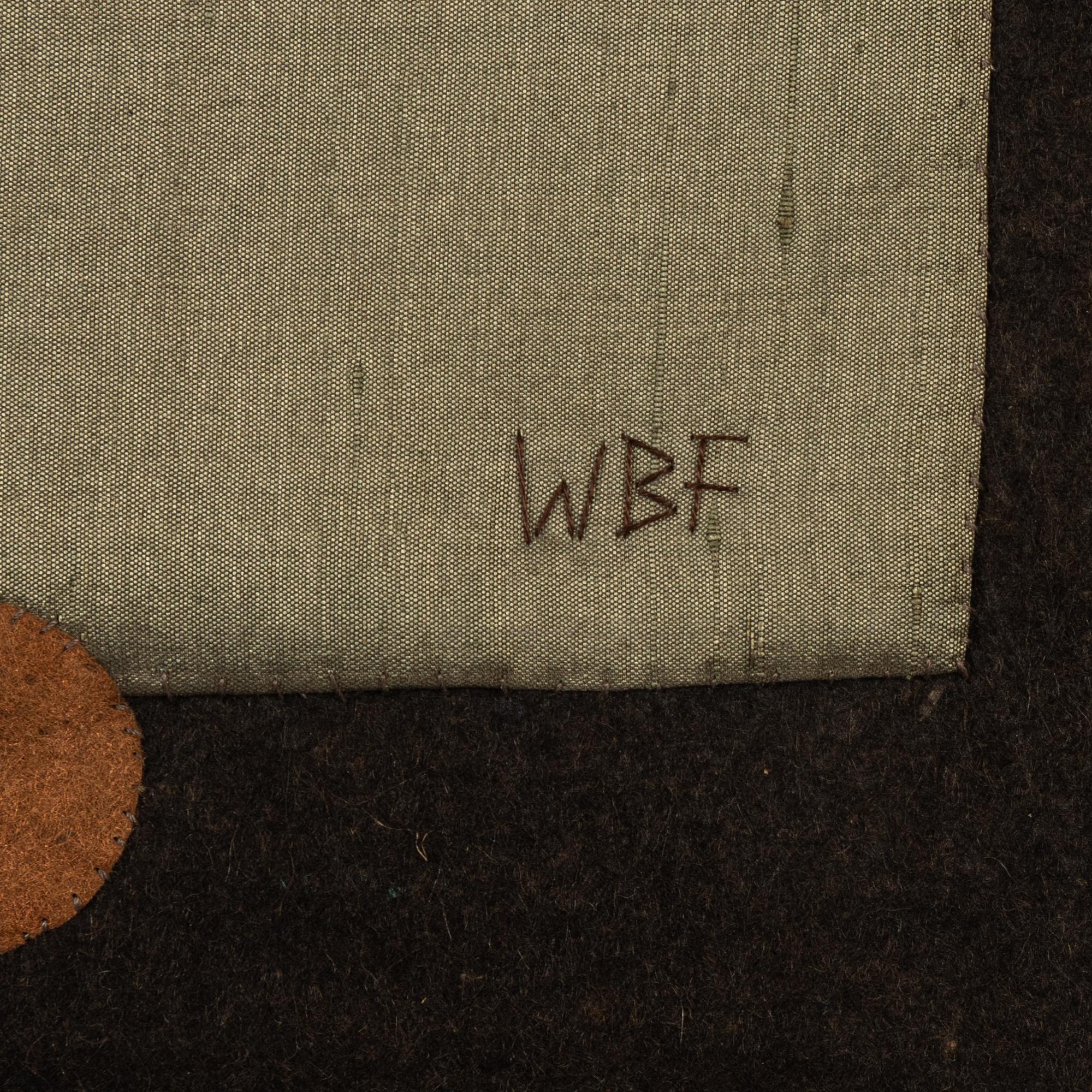 Wibeke Beck-Friis, collage in textile, signed WBF.