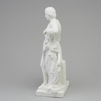 A Bing & Gröndahl bisquit sculpture of 'Thorvaldsen leaning on Hope', Denmark, 1870's.