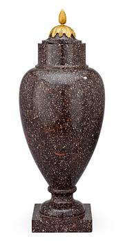 728. A Swedish early 19th century porphyry urn.