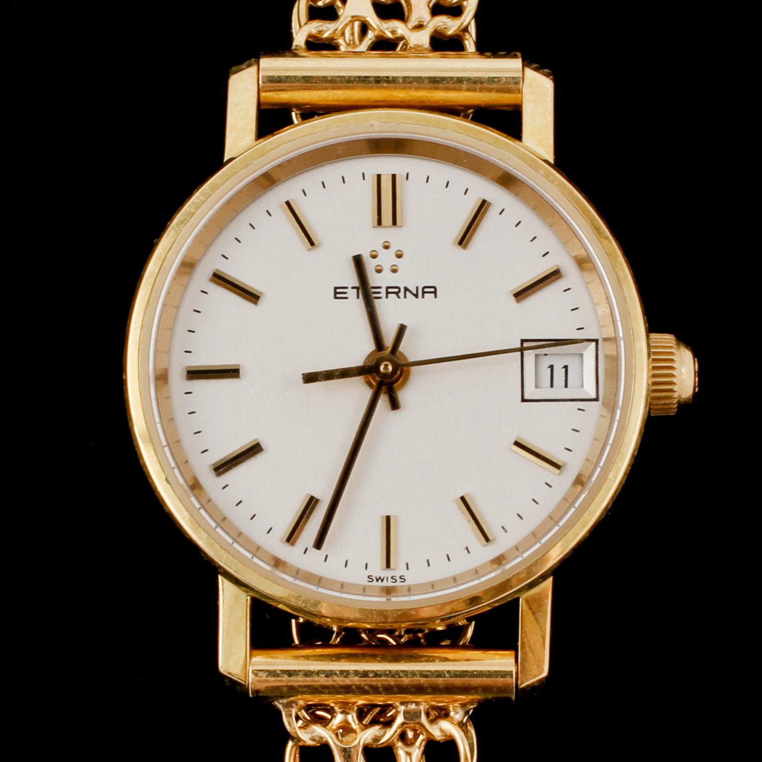 DAMARMBANDSUR, 18k guld, Eterna, 2000-tal, totalvikt 16 g.