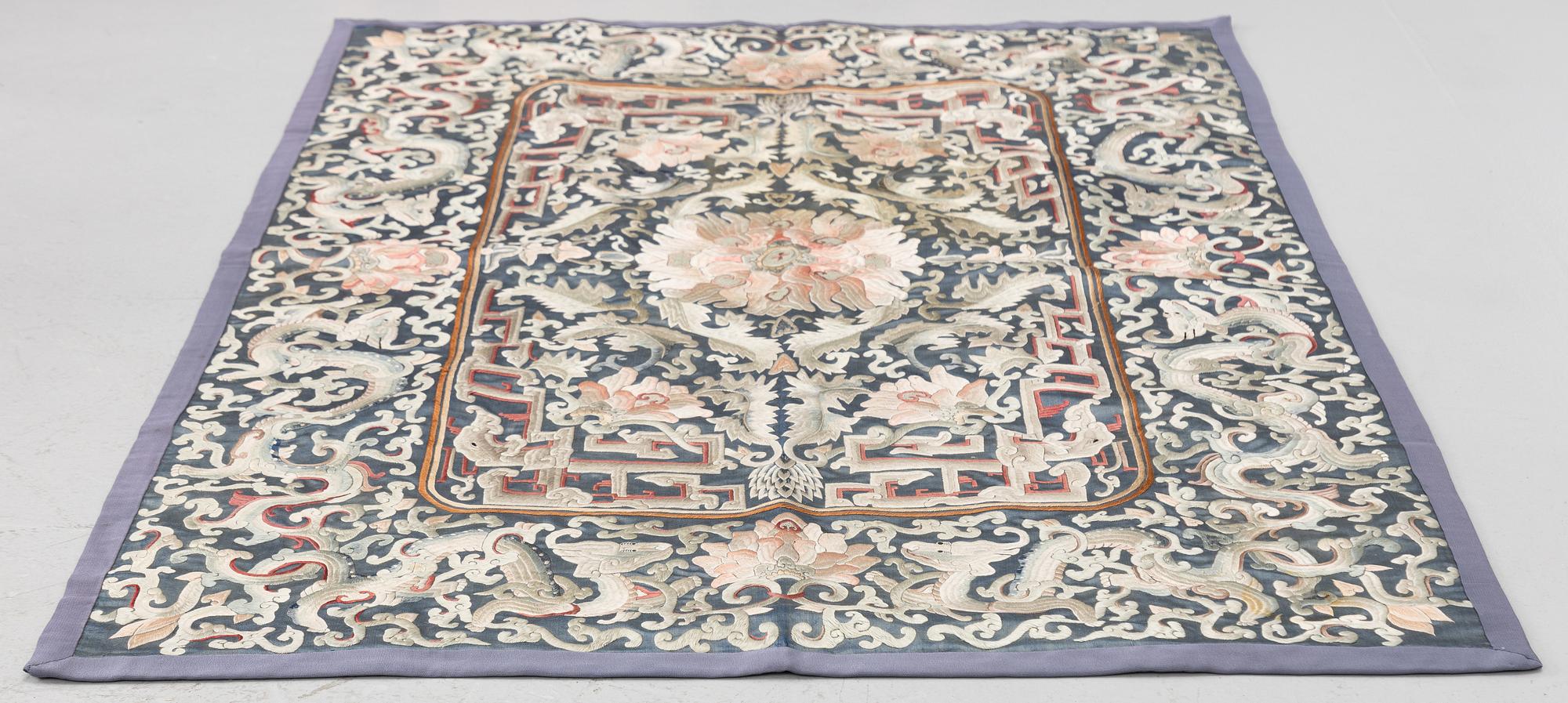 A Chinese silk embroidery, late Qing dynasty.