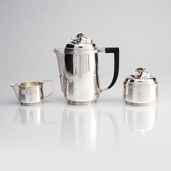 Atelier Borgila, kaffeservis, 4 delar, sterling silver, Stockholm 1939 och 1940.