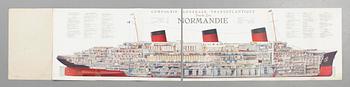 AFFISCH, "Cie.Gle. Transatlantique, French Line, Normandie", illustreration av Andre Wilquin, 1935.