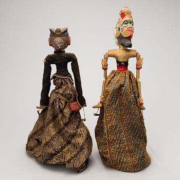 Six theatre dolls from Bali, presumably from the first half of the 20th Century.