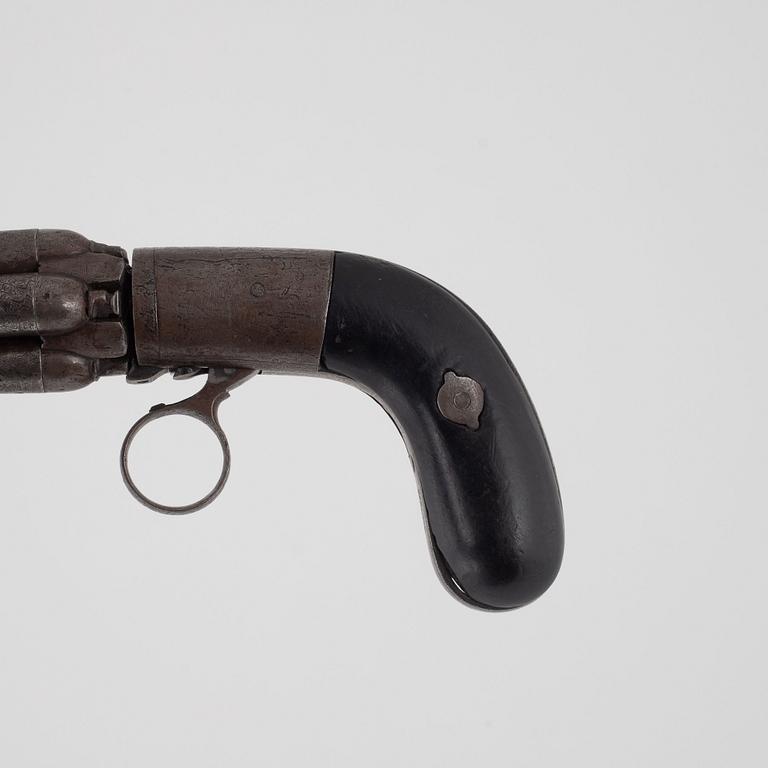 Slaglåsrevolver, sk 'Pepperbox', 1800-talets mitt.