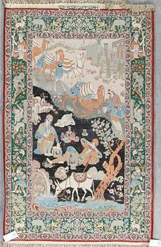 MATTA, semiantik Isfahan, figural. Ca 157x100 cm.