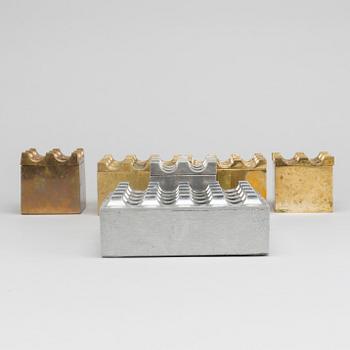 BECK & JUNG, askfat 6 st "Ultima", 1970-tal vitmetall och mässing.