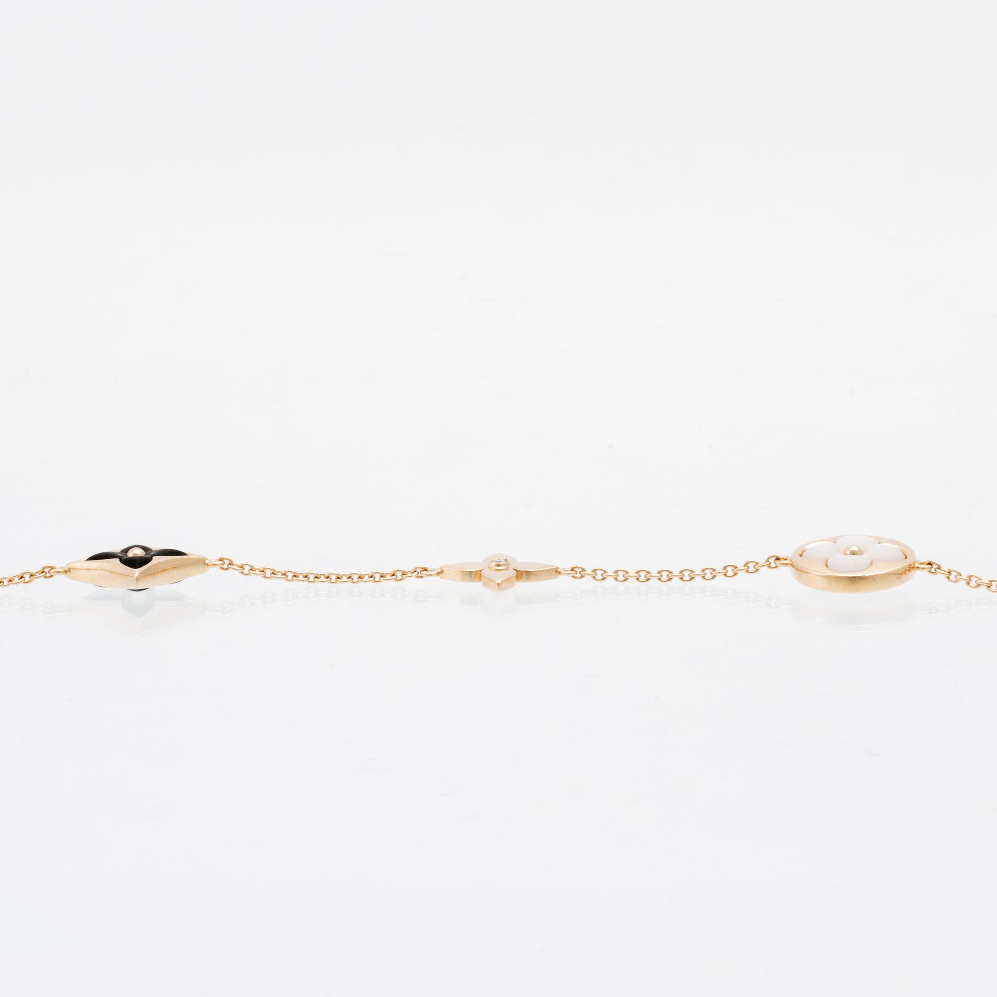 Louis Vuitton, "Blossom Sautoir" Necklace in 18K Rose Gold with Diamonds and Mother-of-Pearl.