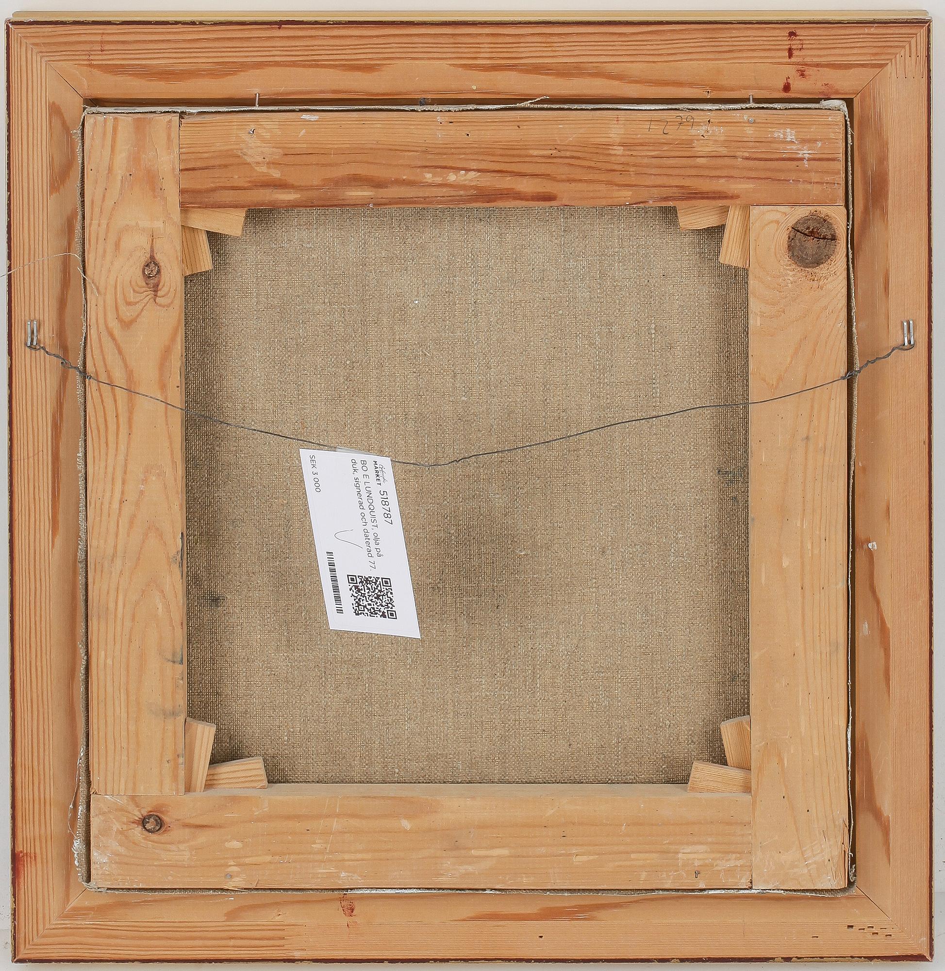 BO E LUNDQUIST, olja på duk, signerad och daterad 77.