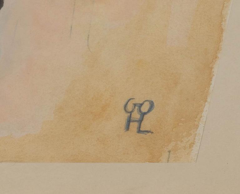 HILDING LINNQVIST, akvarell, monogramsignerad.