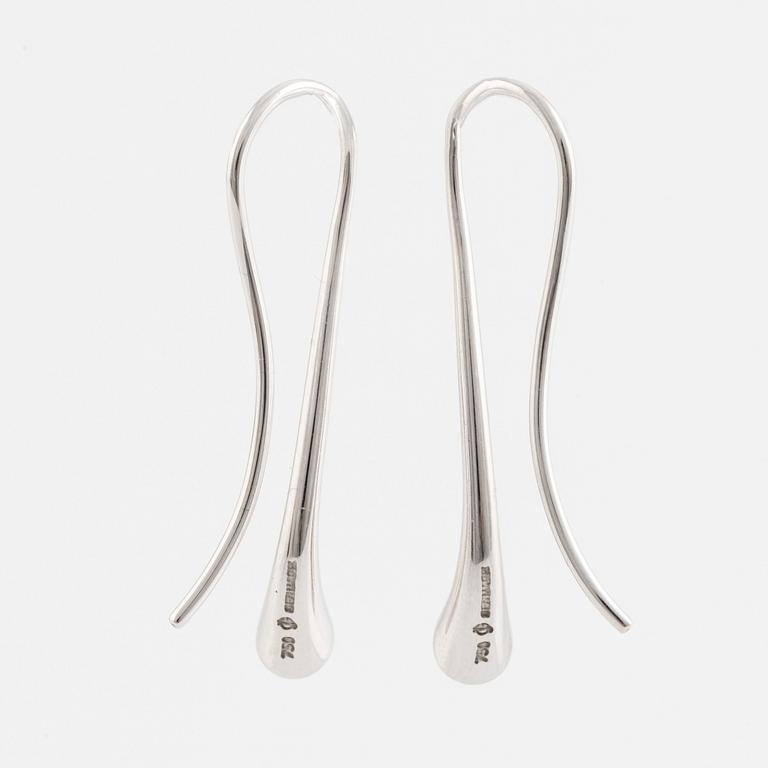 A pair of Georg Jensen 18K white gold earrings set with round brilliant-cut diamonds.