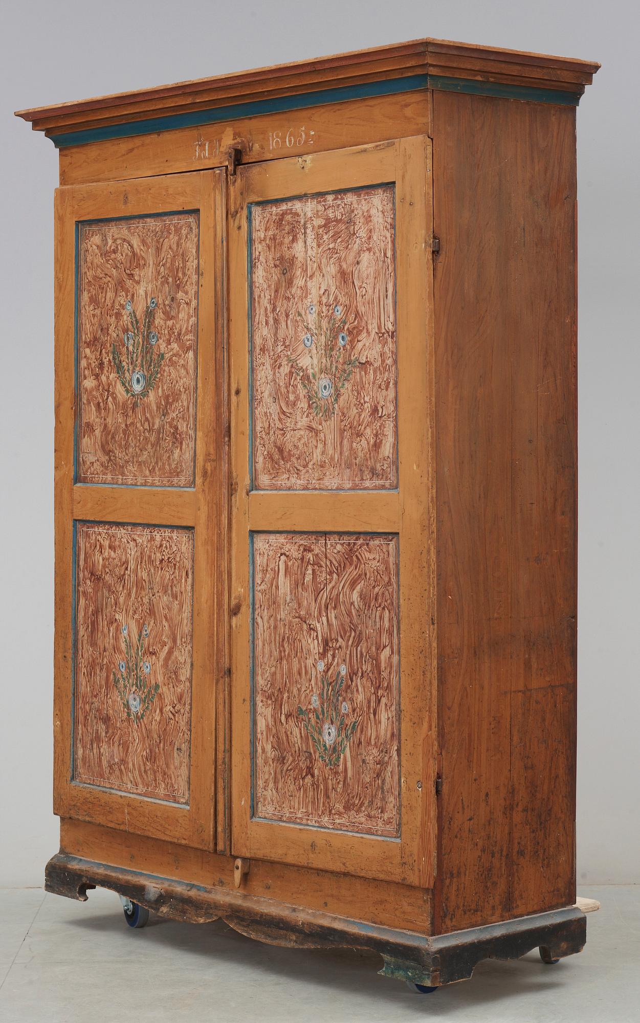 SKÅP, allmoge, daterad 1865.