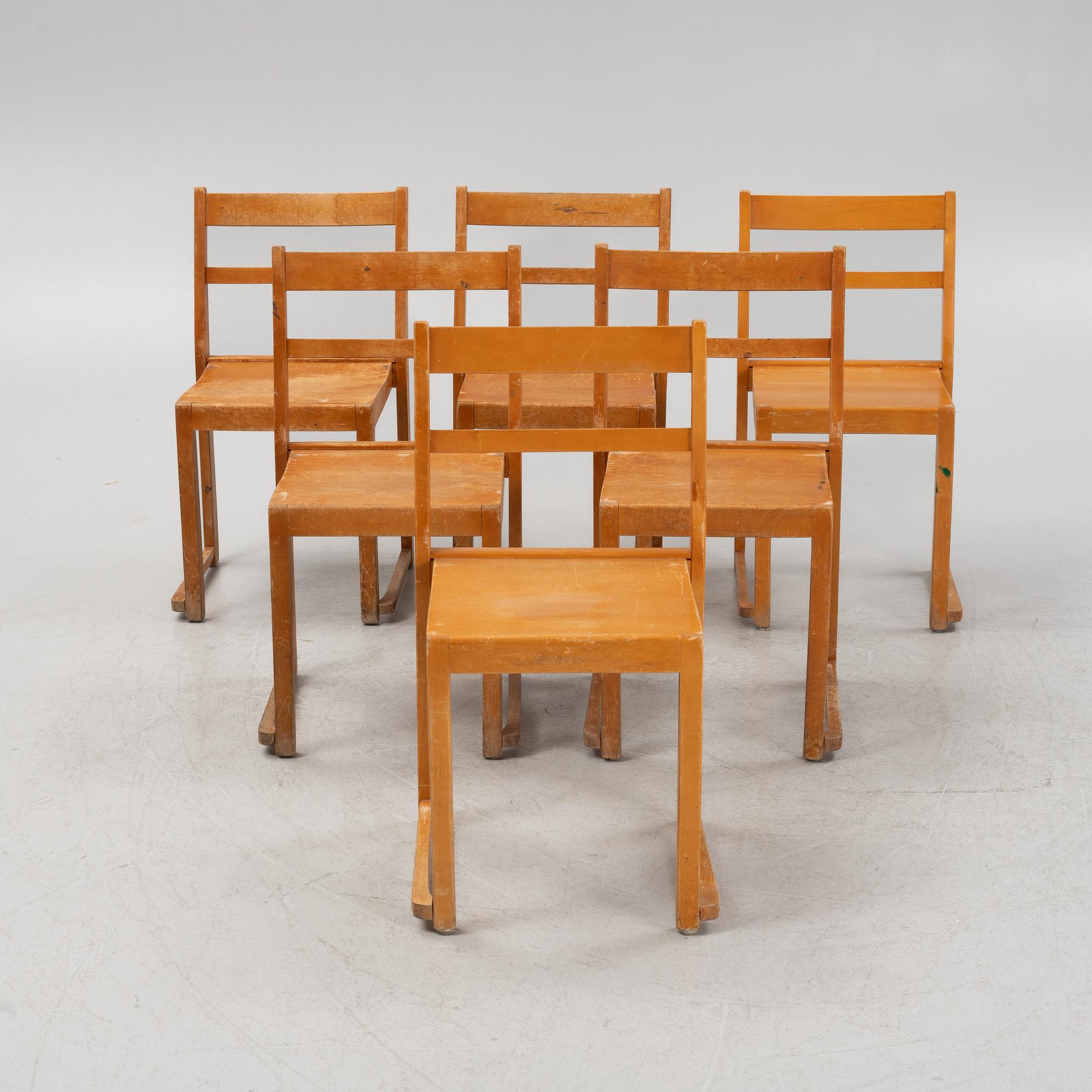 A set of six chairs, mid 20th Century.